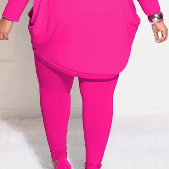 Women Solid Color Loose Long Sleeve Top And High Waist Pants Two-Piece Set - Picture 6 of 16